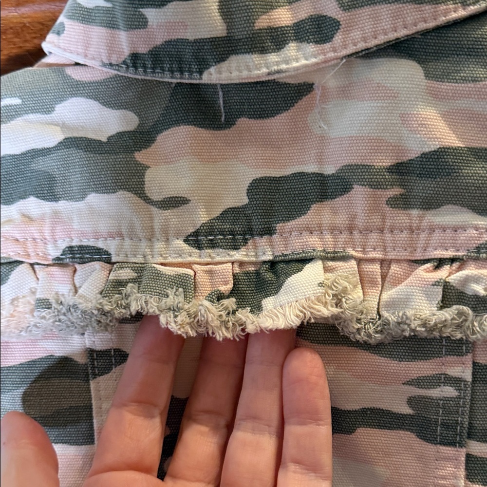 Mud Pie- Camo Ruffle Button-Up Jacket - Picture 3 of 7